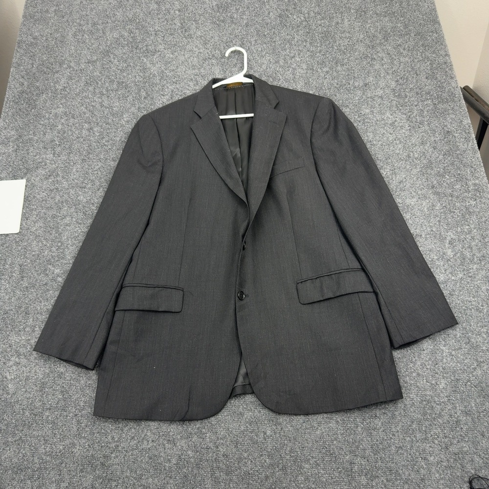 Brooks Brothers Suit Jacket Mens 44R Grey Wool Two Button Classic Office Blazer